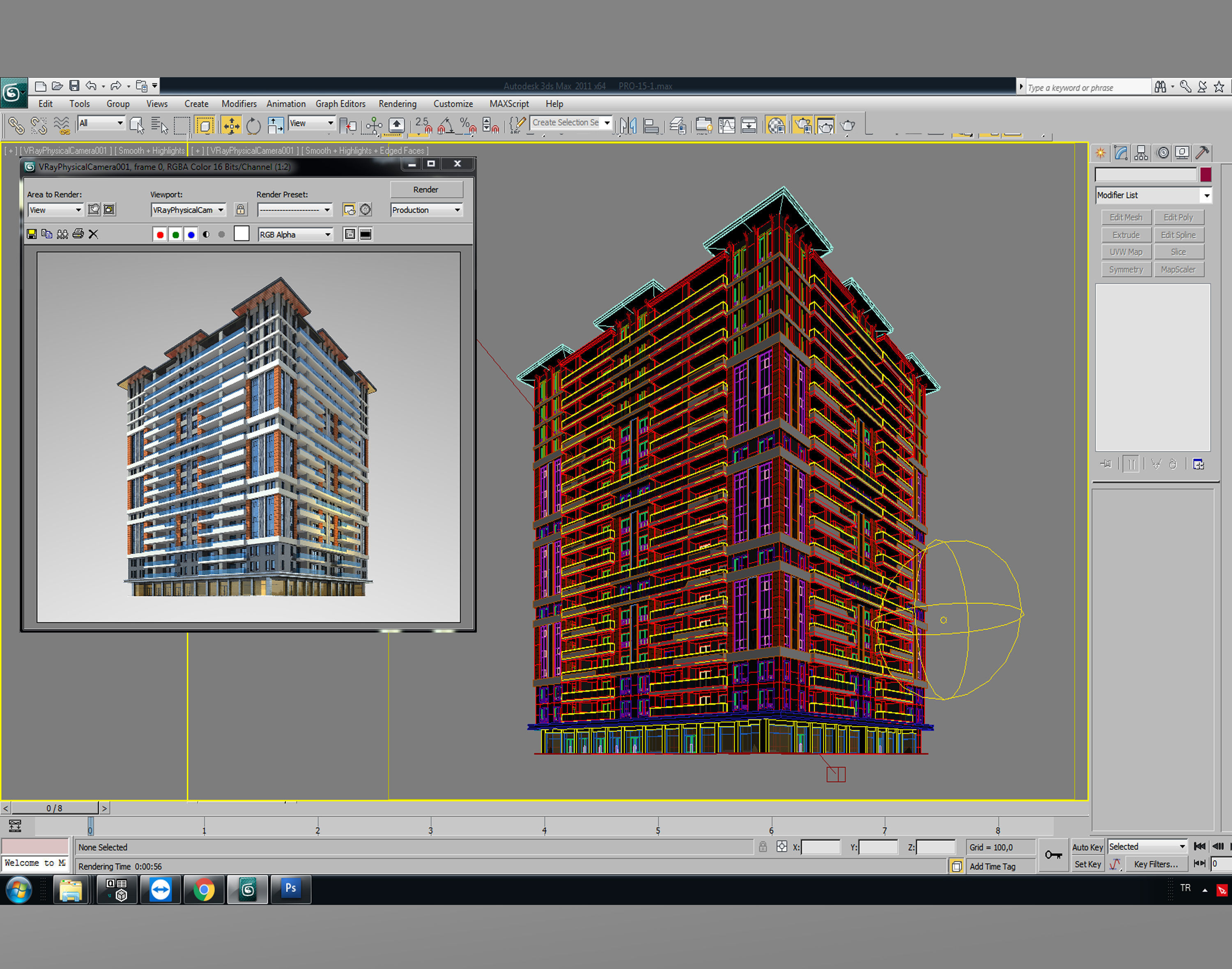 Huge Apartment Architectural 3d Model with Render Scene Low-poly 3D model_3