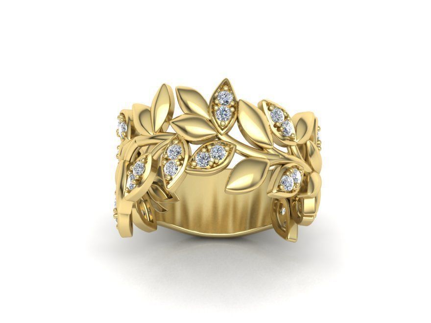 Leaves Diamond ring 3dmodel T-style design  3D print model_12
