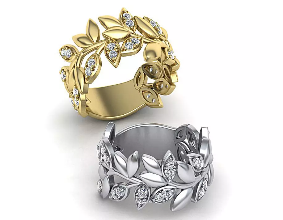 Leaves Diamond ring 3dmodel T-style design  3D print model_0
