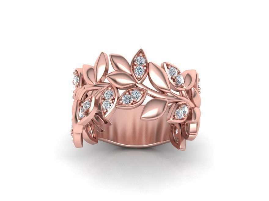 Leaves Diamond ring 3dmodel T-style design  3D print model_11