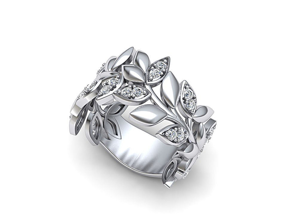 Leaves Diamond ring 3dmodel T-style design  3D print model_3