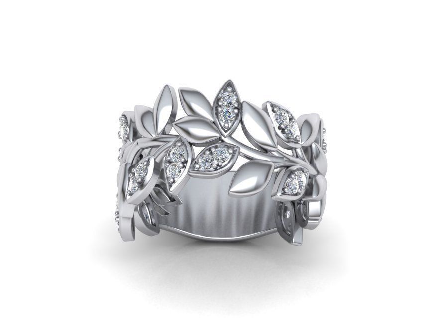 Leaves Diamond ring 3dmodel T-style design  3D print model_10