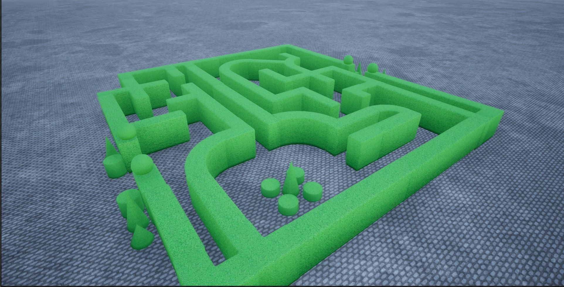 Modular Hedgerow Bush Low-poly 3D model_12