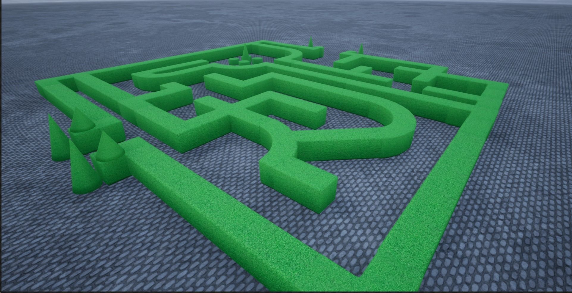 Modular Hedgerow Bush Low-poly 3D model_15