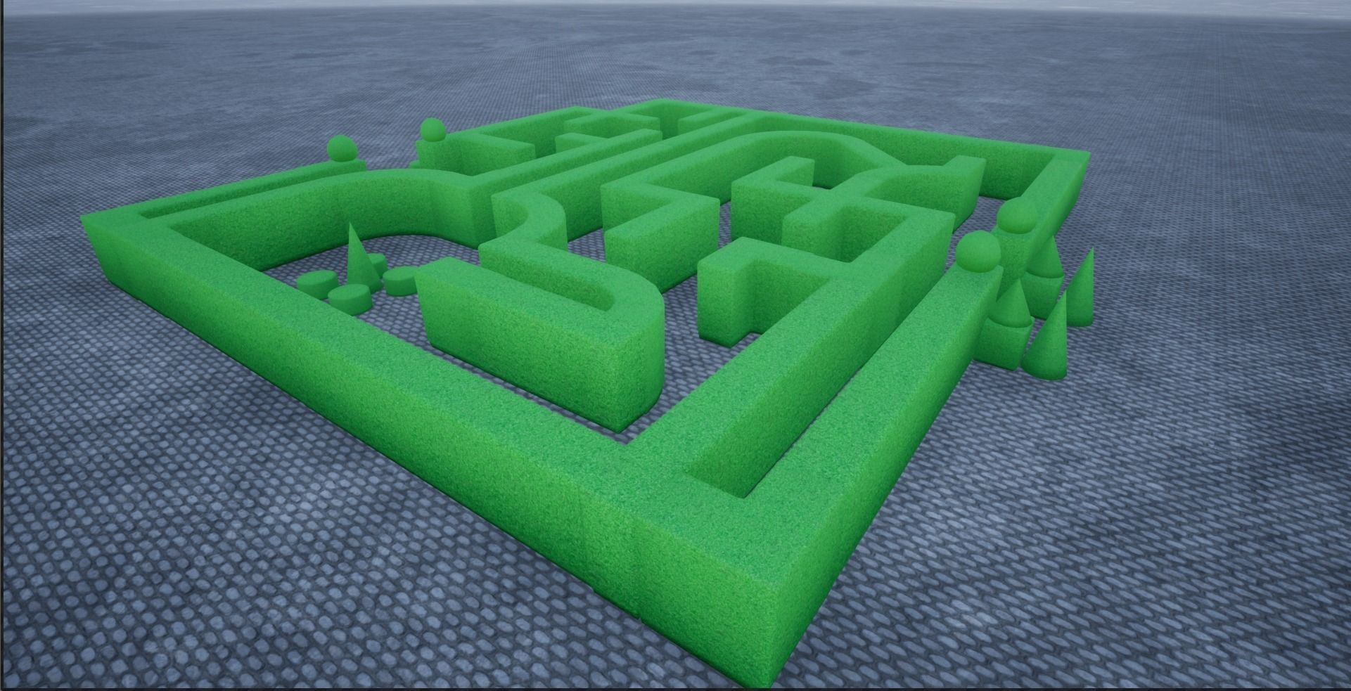 Modular Hedgerow Bush Low-poly 3D model_6