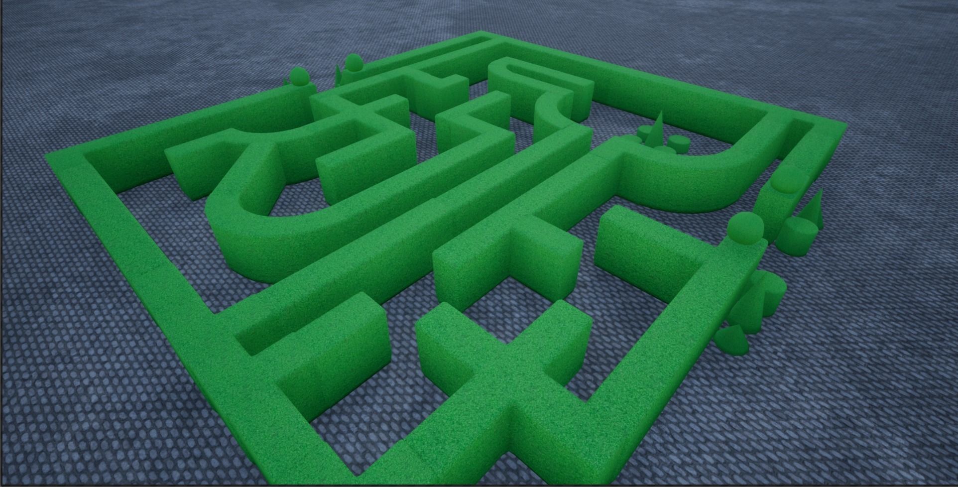 Modular Hedgerow Bush Low-poly 3D model_7