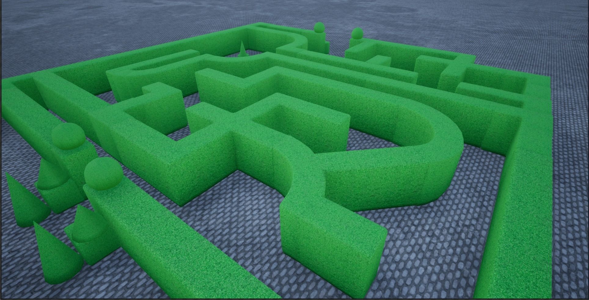 Modular Hedgerow Bush Low-poly 3D model_10