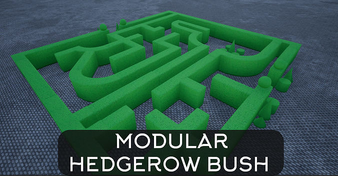 Modular Hedgerow Bush Low-poly 3D model