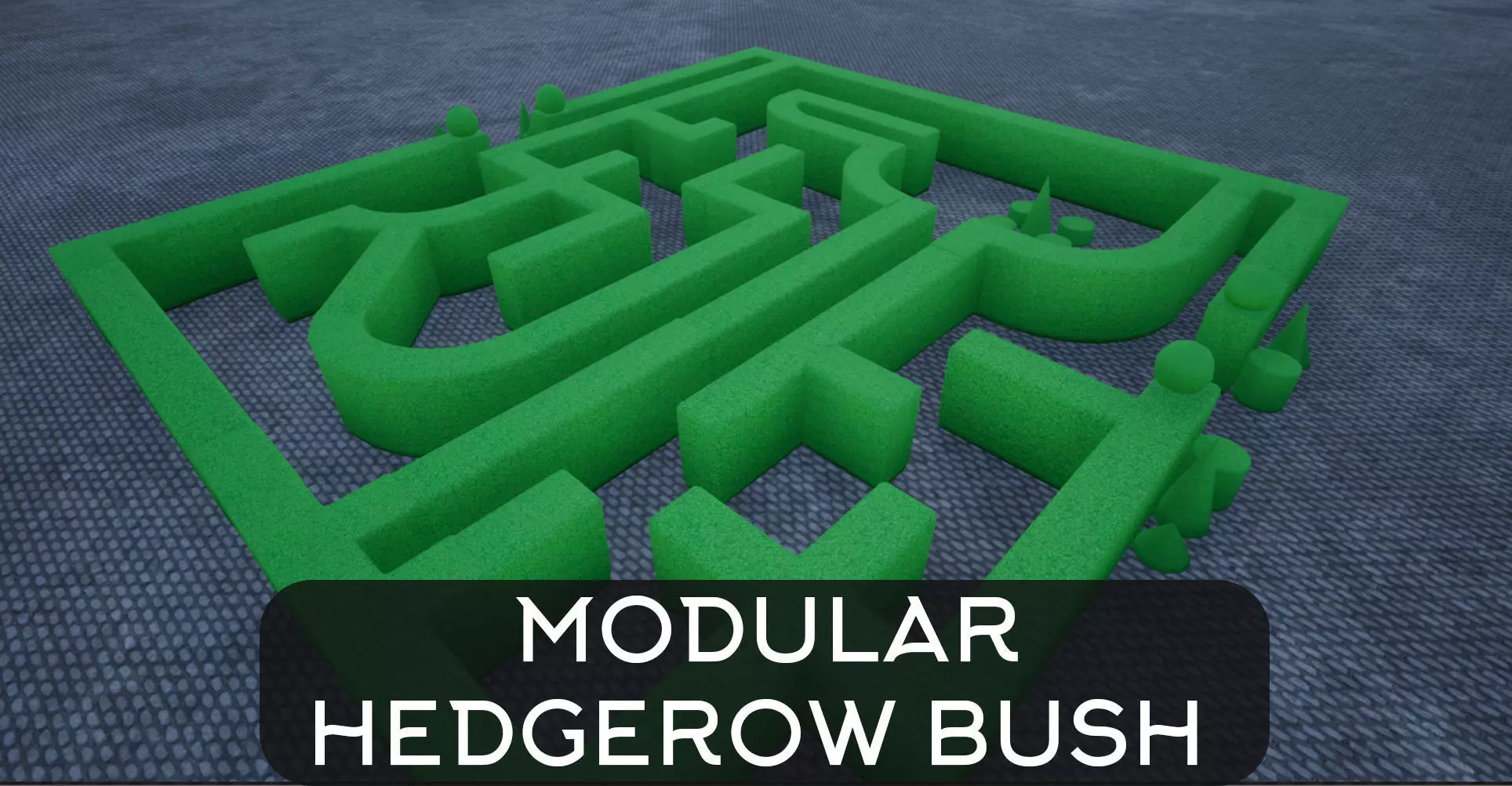 Modular Hedgerow Bush Low-poly 3D model_0