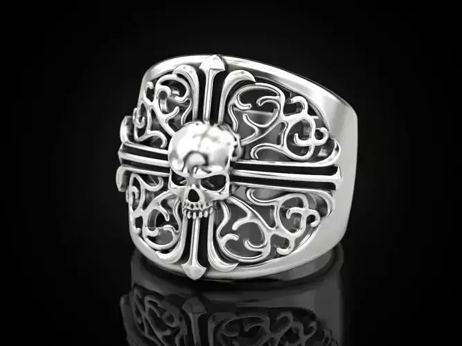 Ring skull cross patterns 3D print model