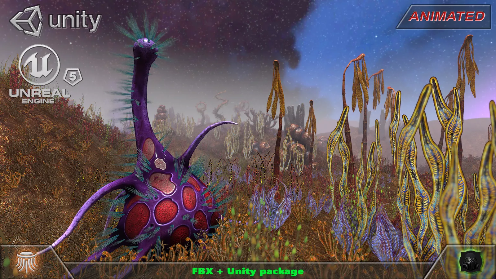 Alien flora - plant 14 Low-poly 3D model