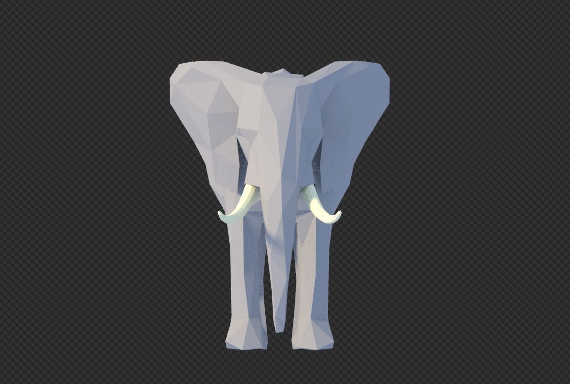 Low Poly Elephant with tusks Low-poly 3D model_3