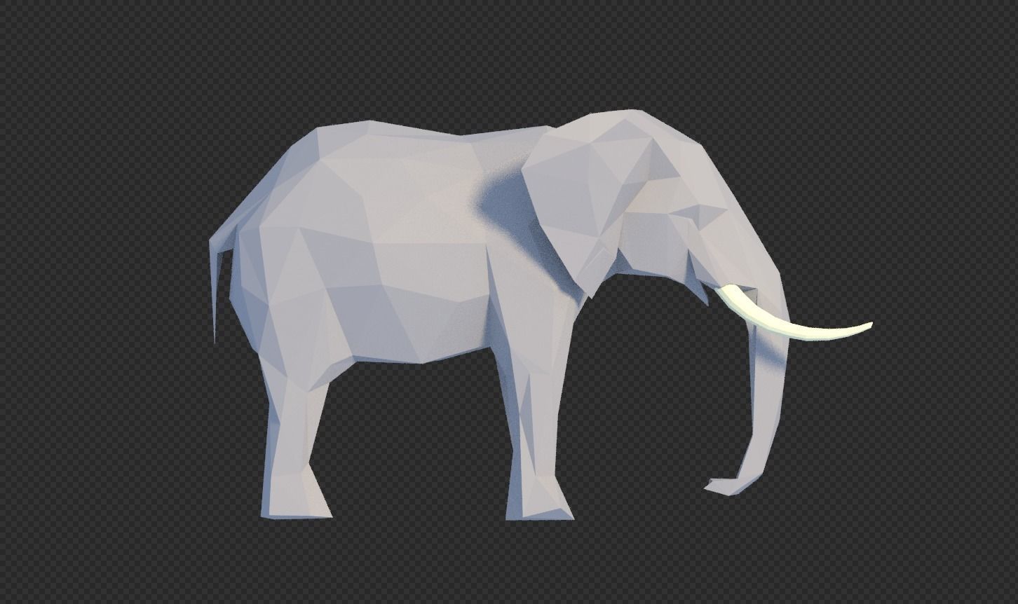 Low Poly Elephant with tusks Low-poly 3D model_4