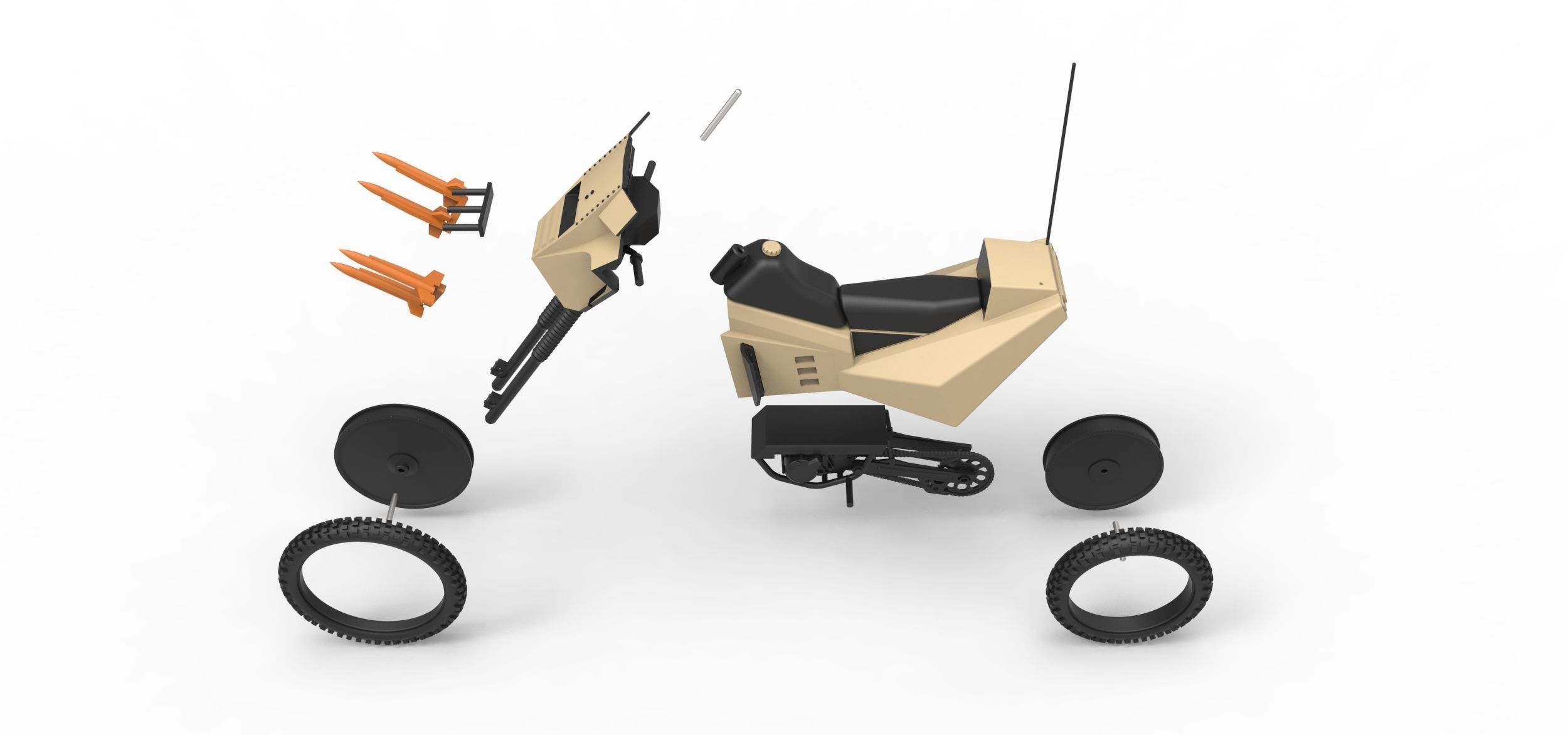 Military bike from Megaforce 1982 Scale 1 to 12 3D print model_17