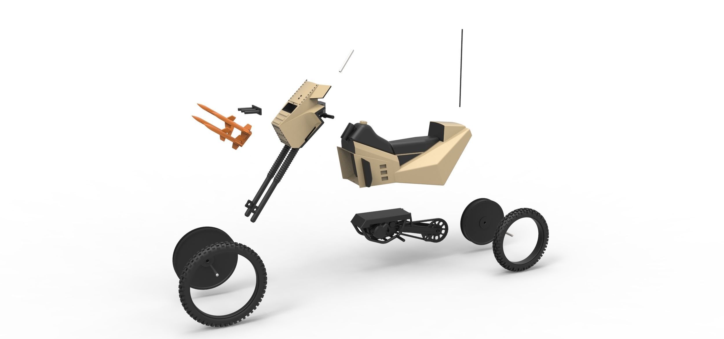 Military bike from Megaforce 1982 Scale 1 to 12 3D print model_14