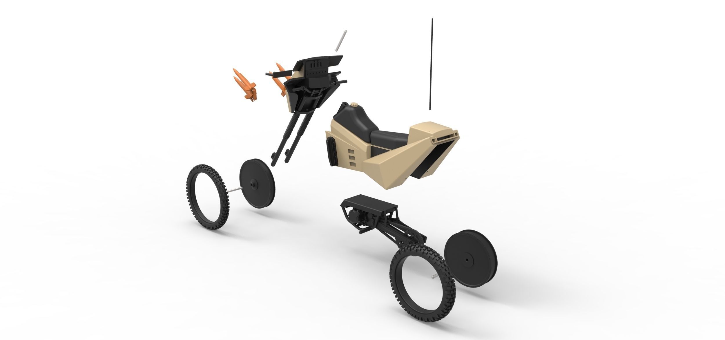 Military bike from Megaforce 1982 Scale 1 to 12 3D print model_18