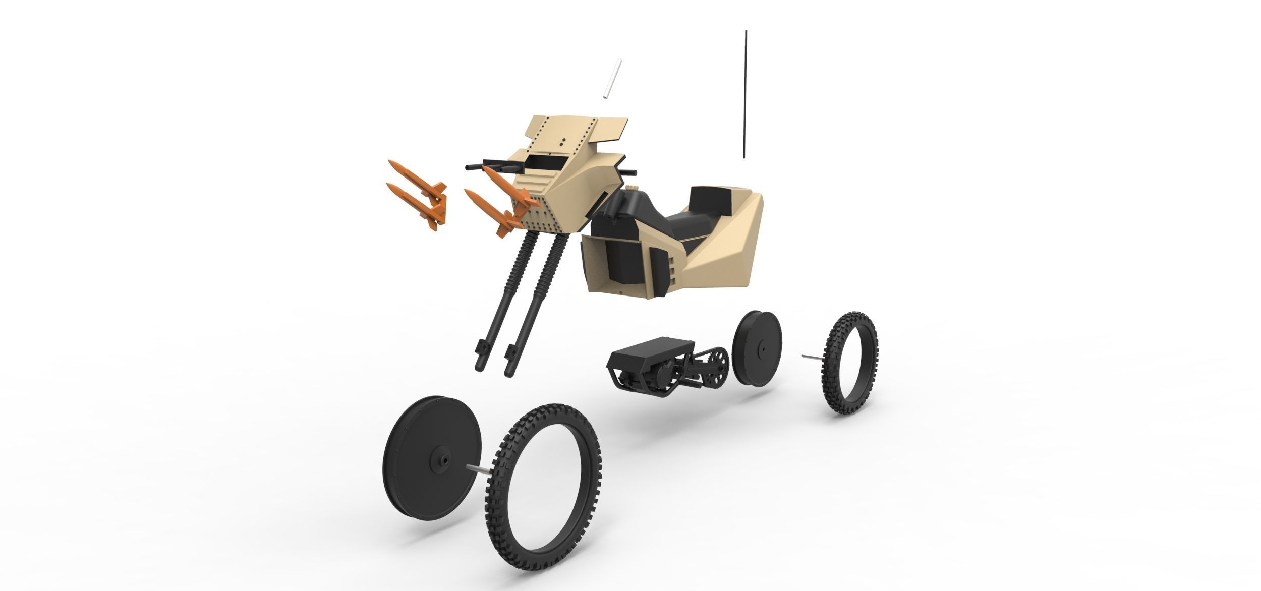 Military bike from Megaforce 1982 Scale 1 to 12 3D print model_15