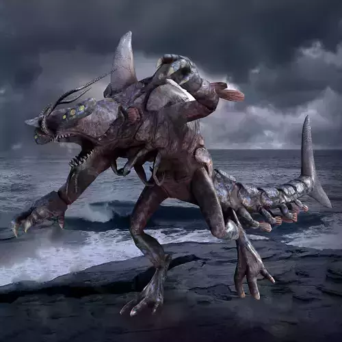 Shark Lobster Monster Low-poly 3D model
