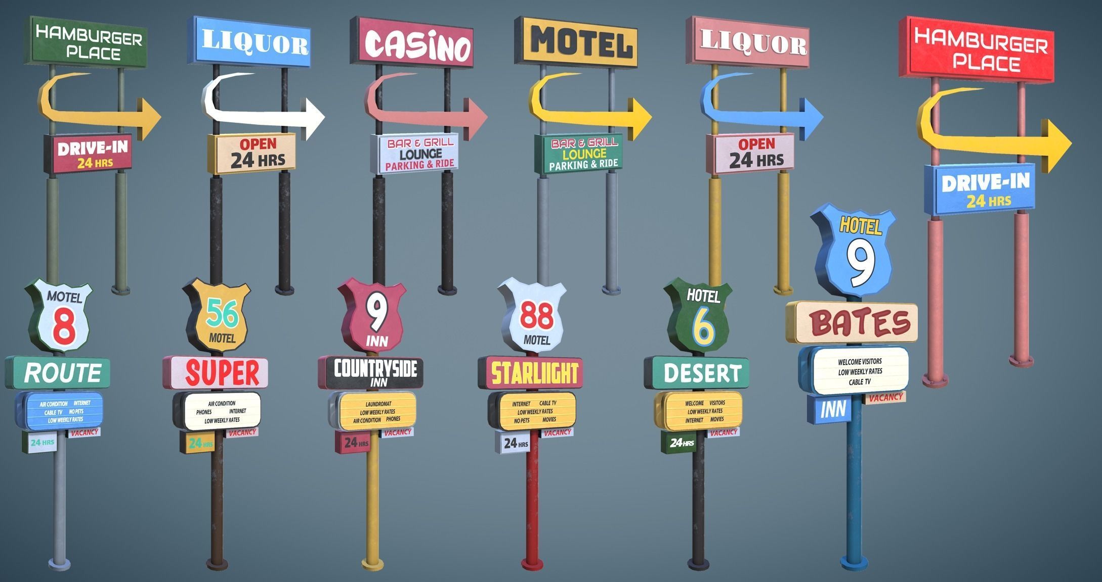 Street Props Set A Low-poly 3D model_29