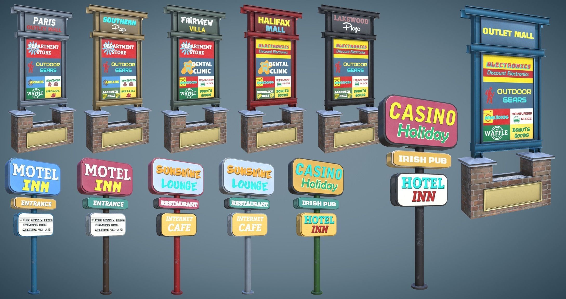 Street Props Set A Low-poly 3D model_32