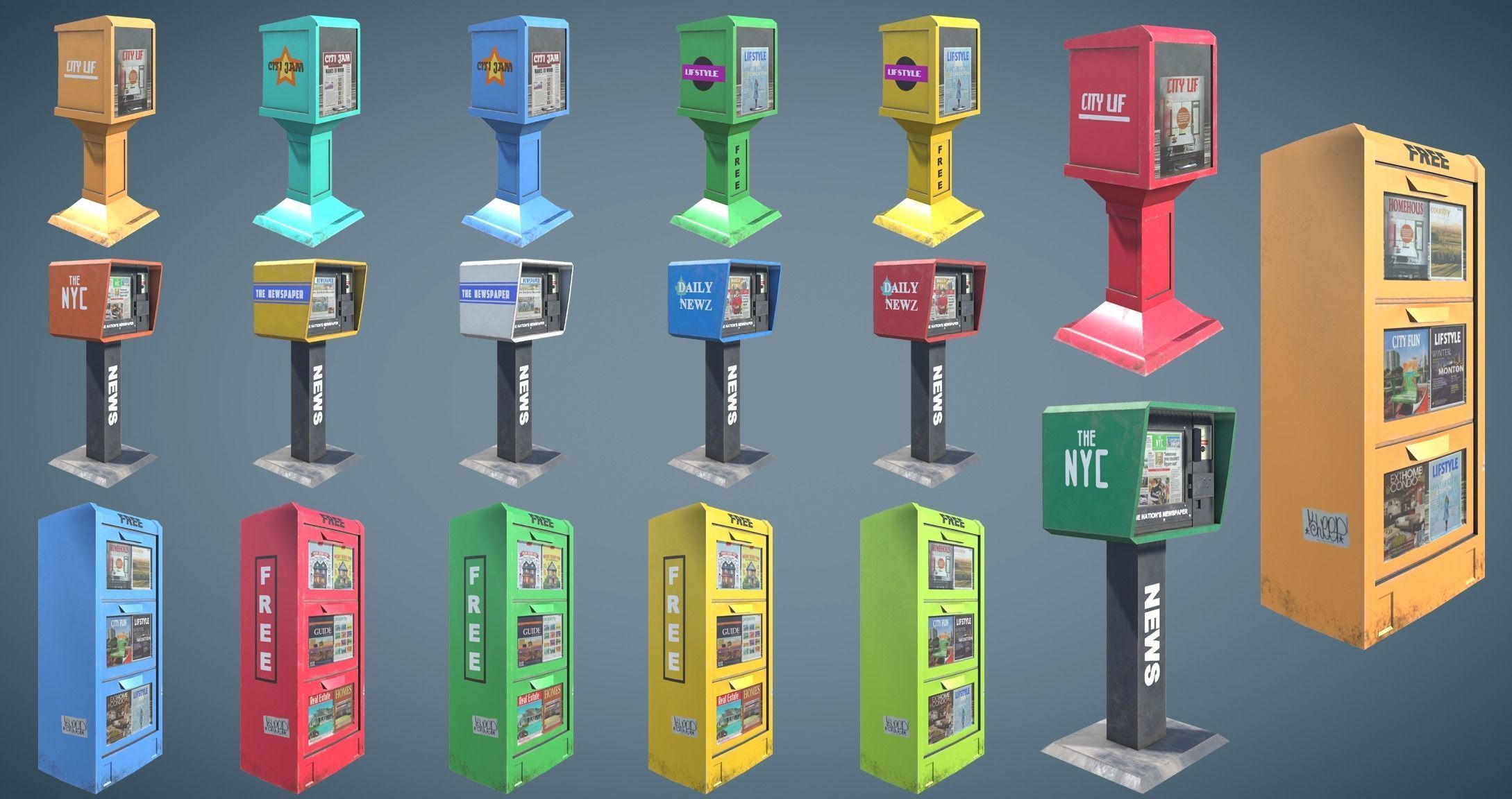 Street Props Set A Low-poly 3D model_17