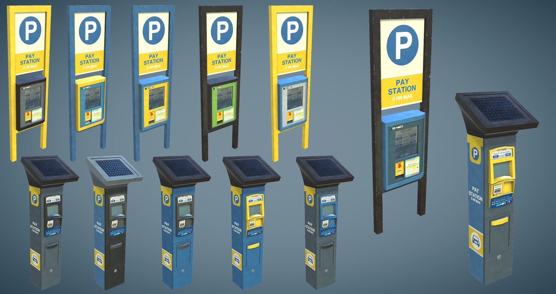 Street Props Set A Low-poly 3D model_21