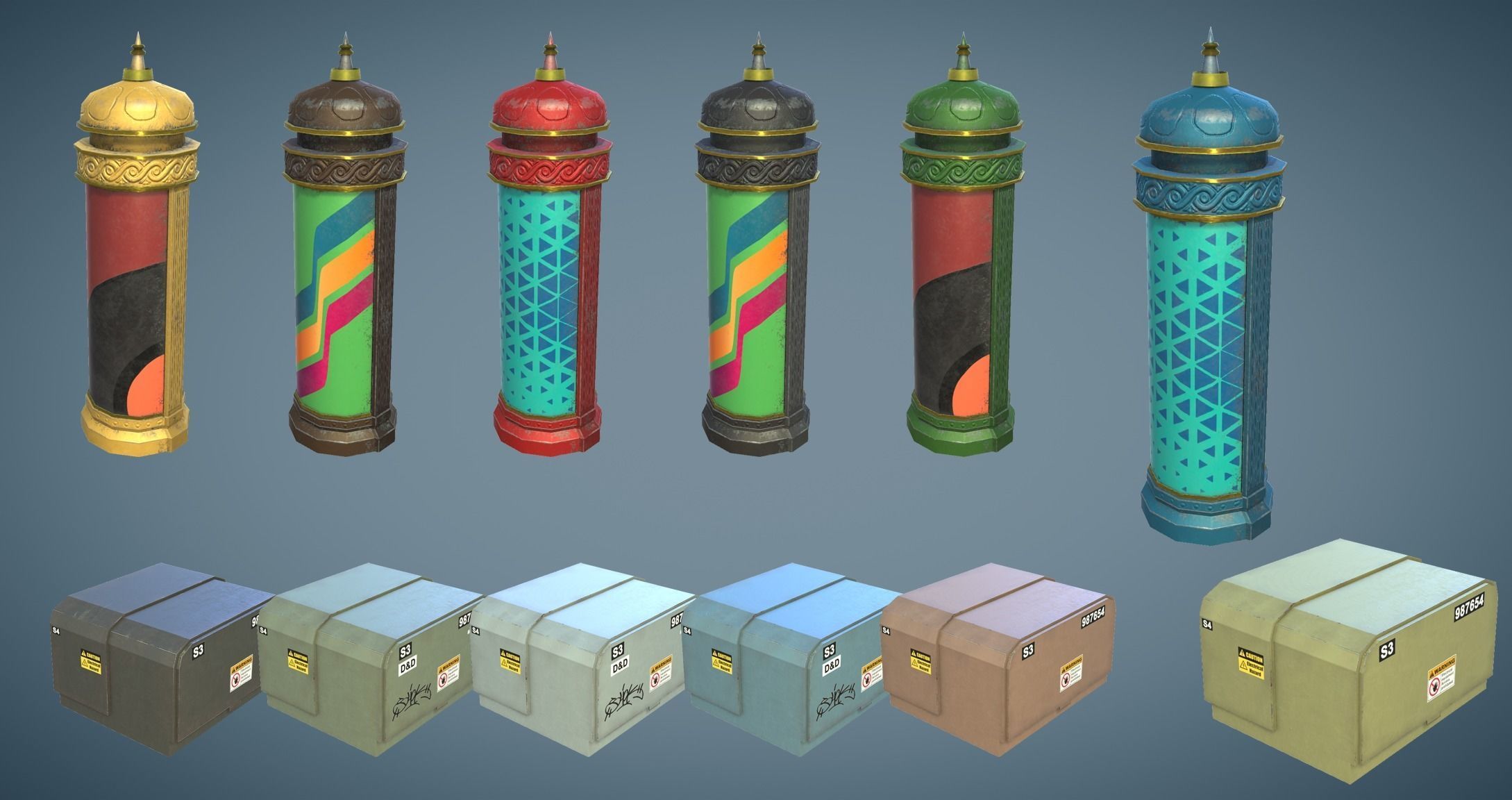 Street Props Set A Low-poly 3D model_10