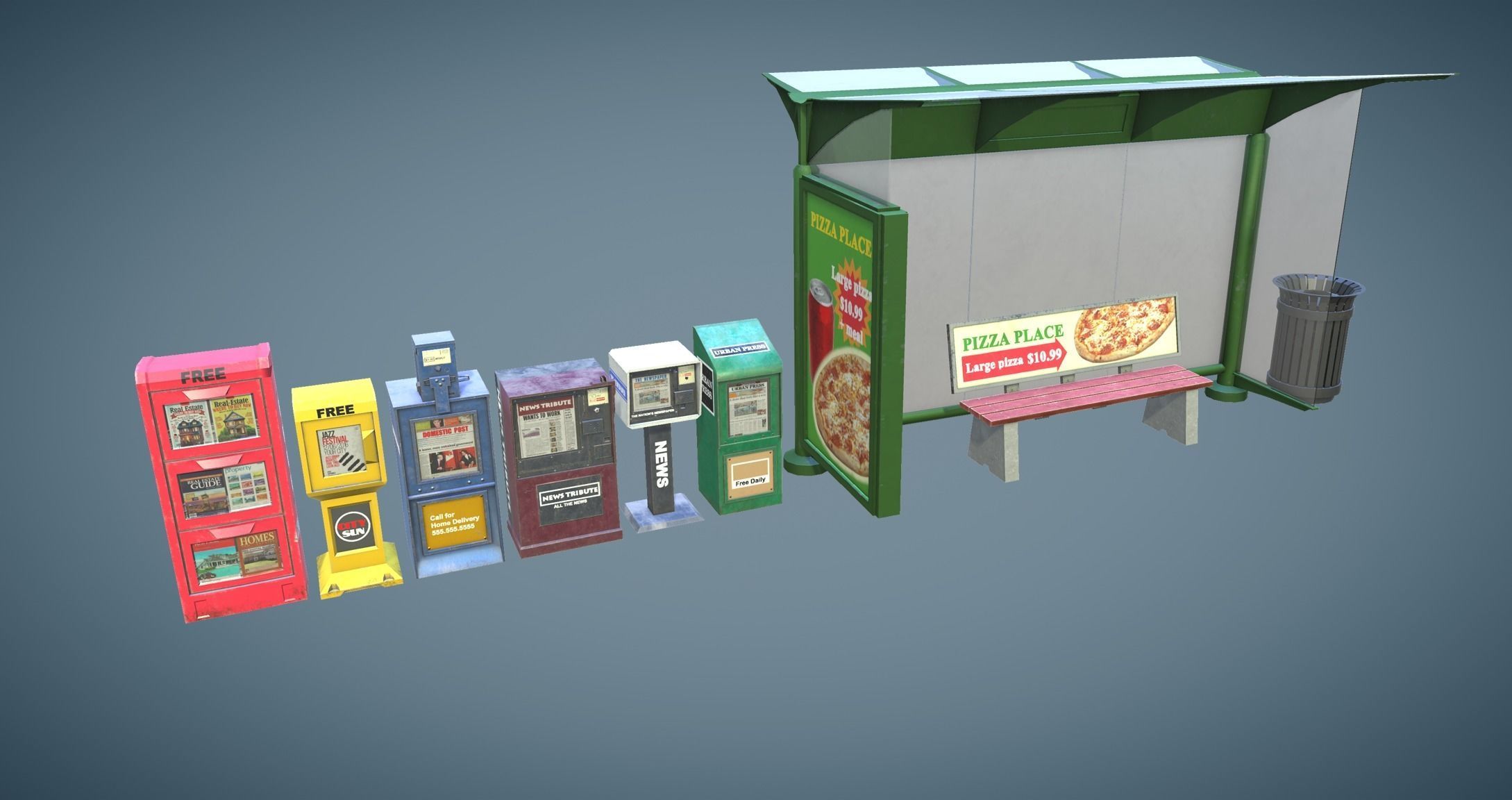 Street Props Set A Low-poly 3D model_44