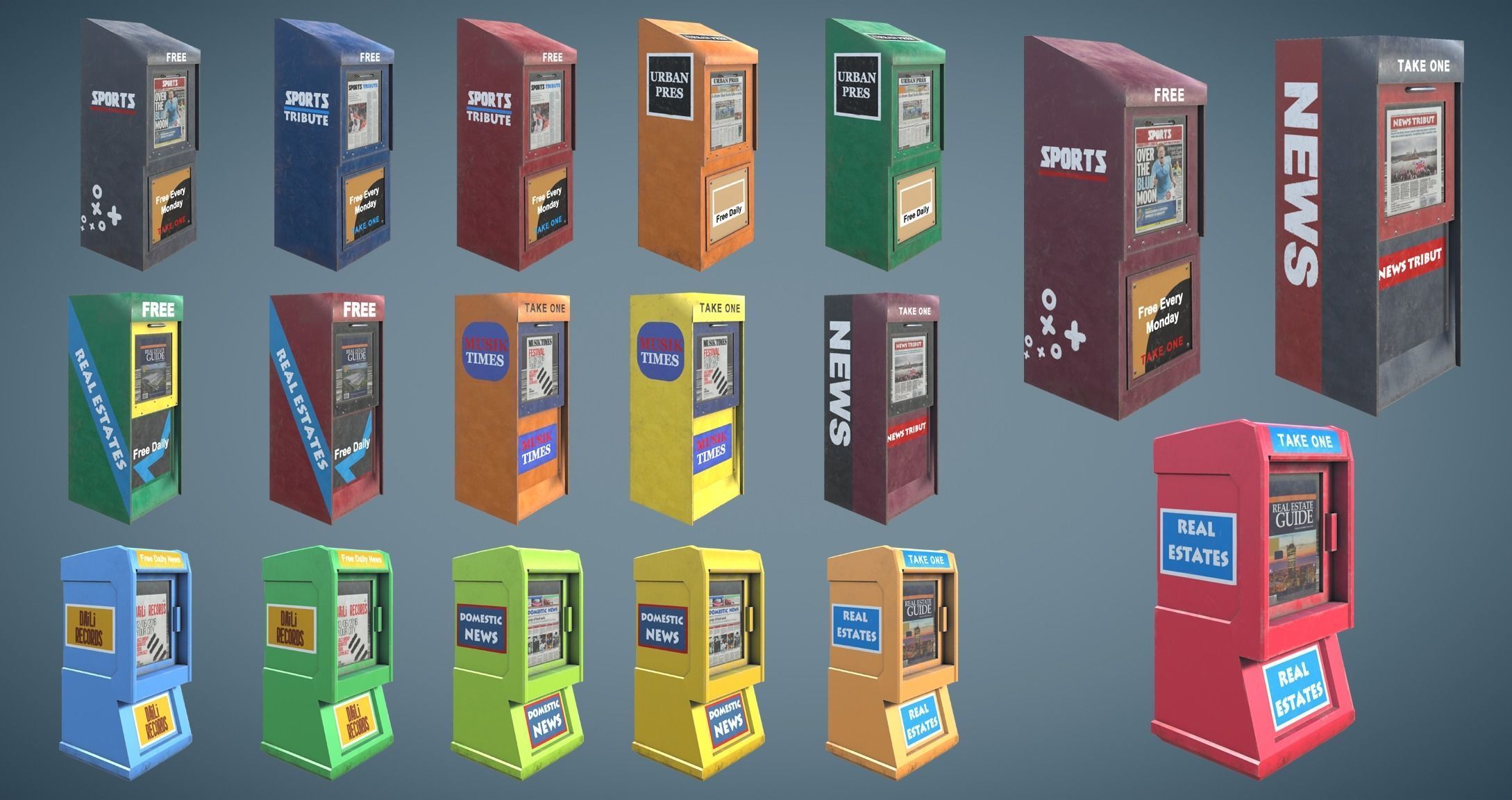 Street Props Set A Low-poly 3D model_18