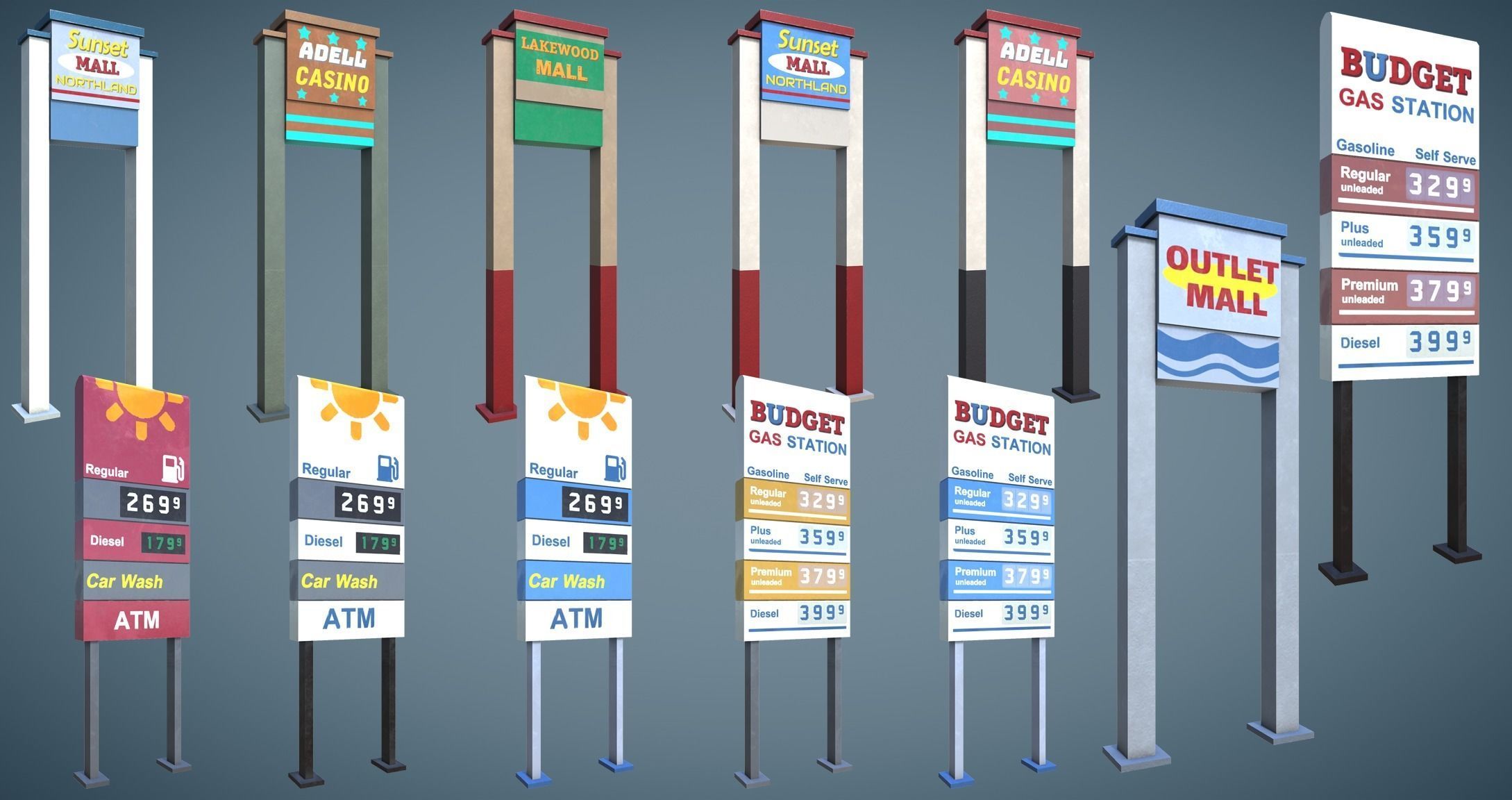 Street Props Set A Low-poly 3D model_34