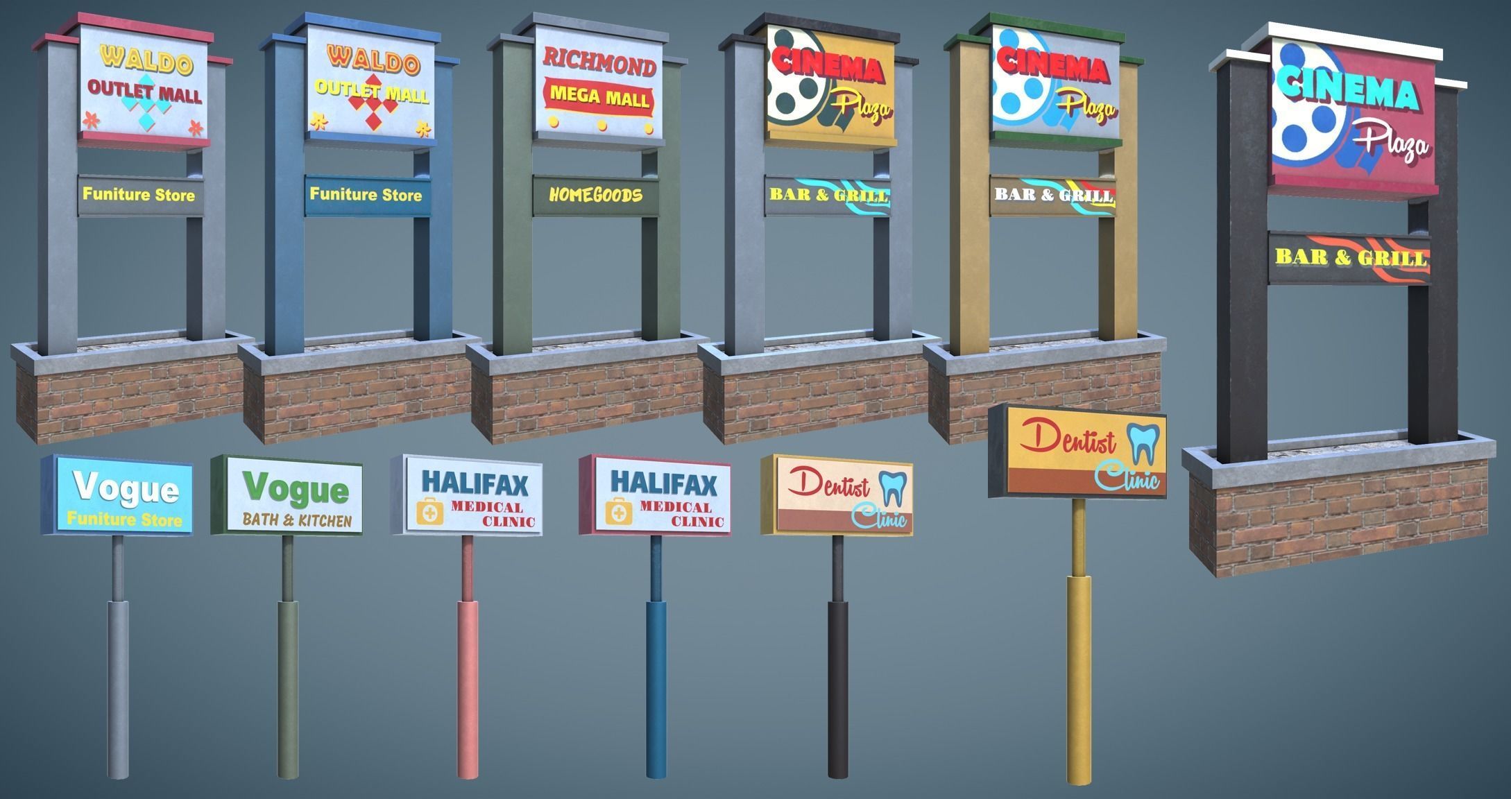 Street Props Set A Low-poly 3D model_30