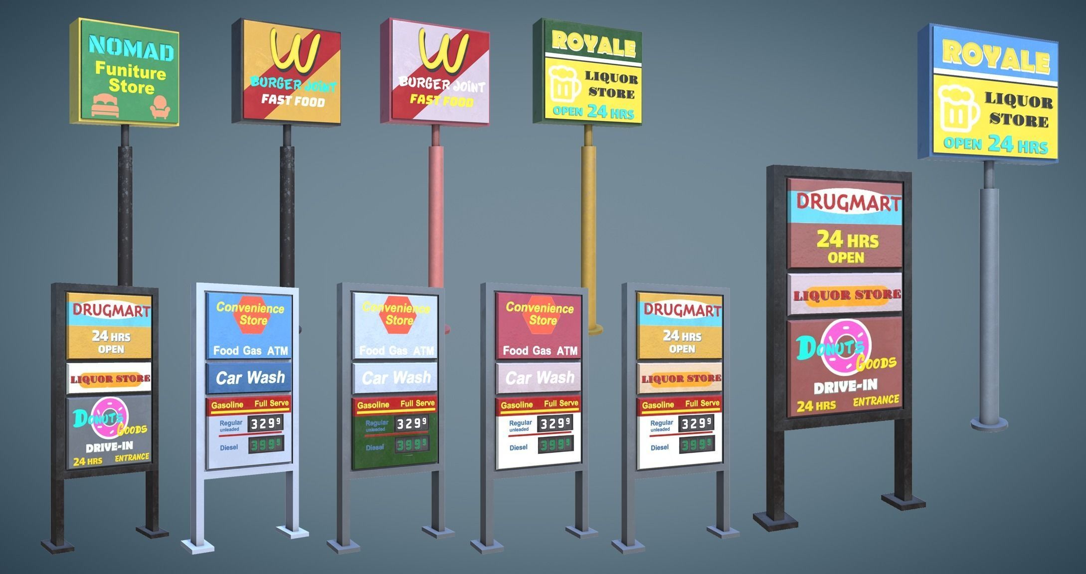 Street Props Set A Low-poly 3D model_31