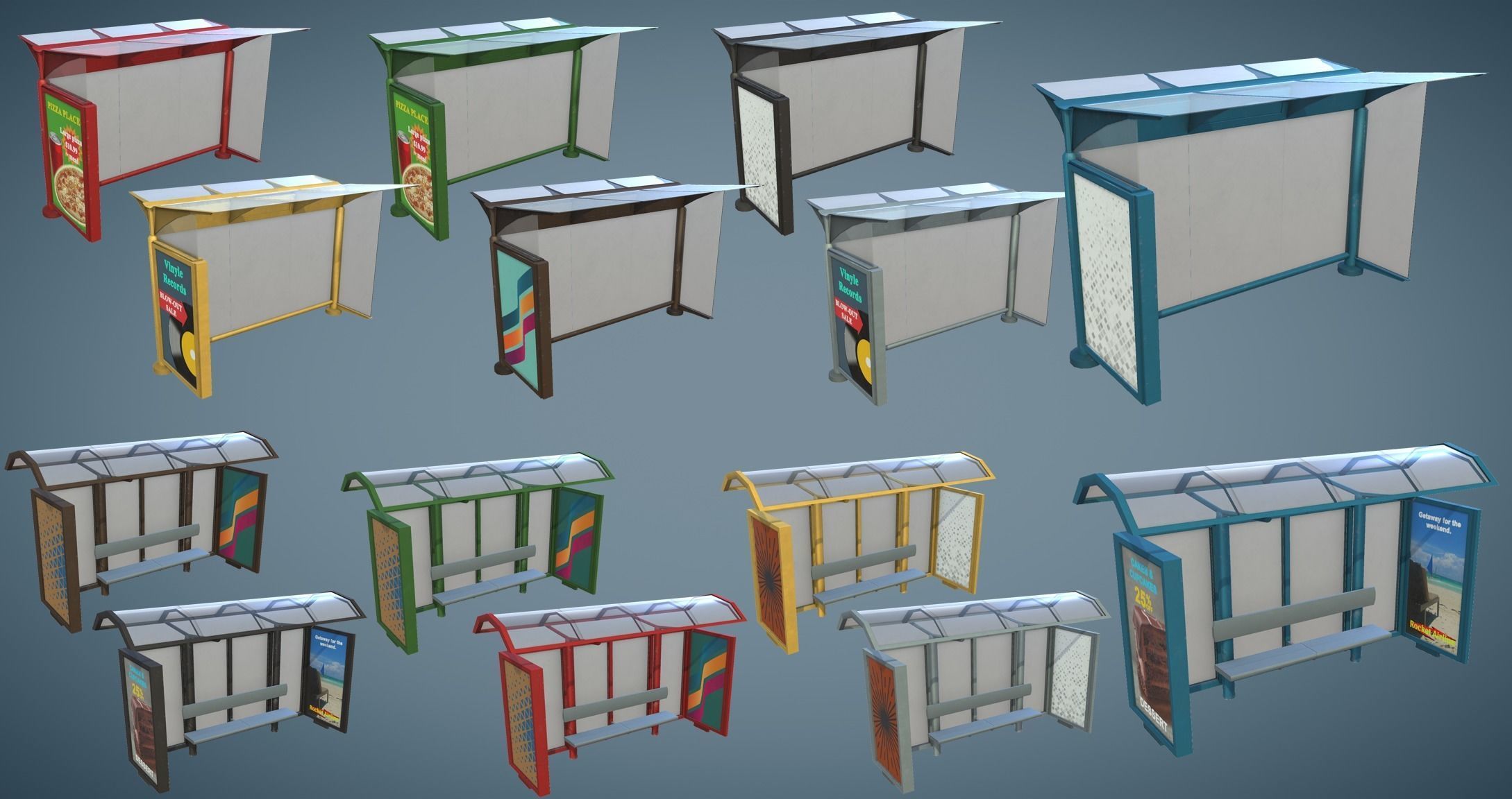 Street Props Set A Low-poly 3D model_11