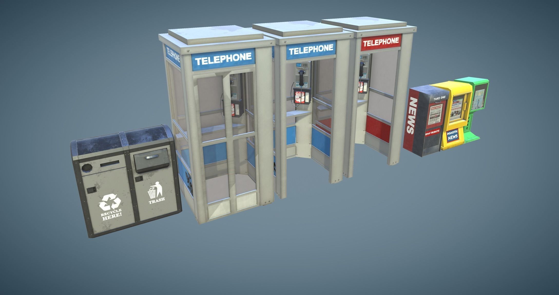 Street Props Set A Low-poly 3D model_43