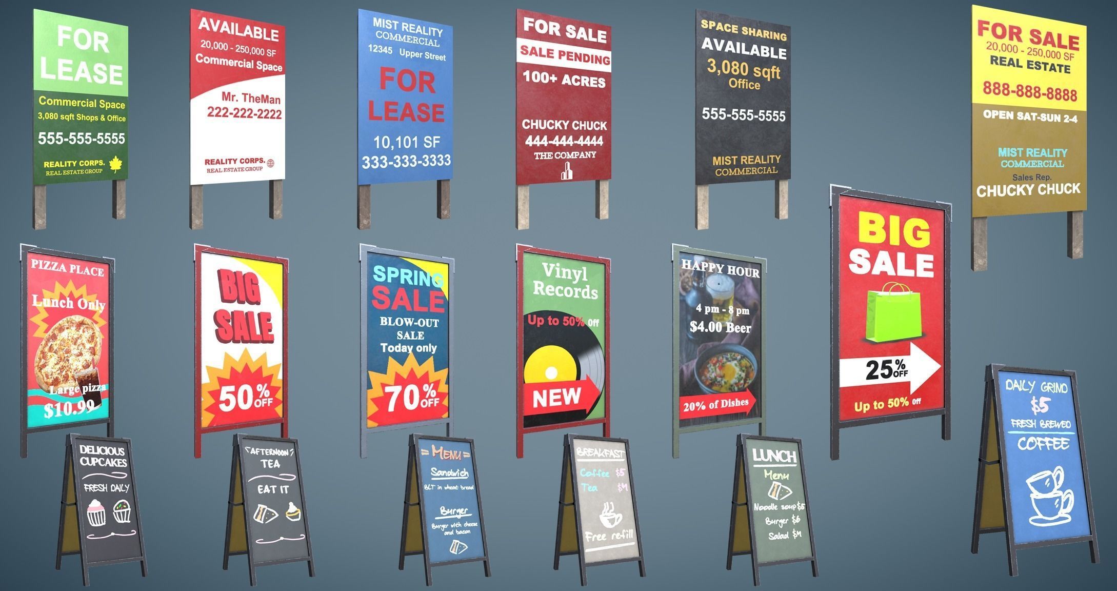 Street Props Set A Low-poly 3D model_39