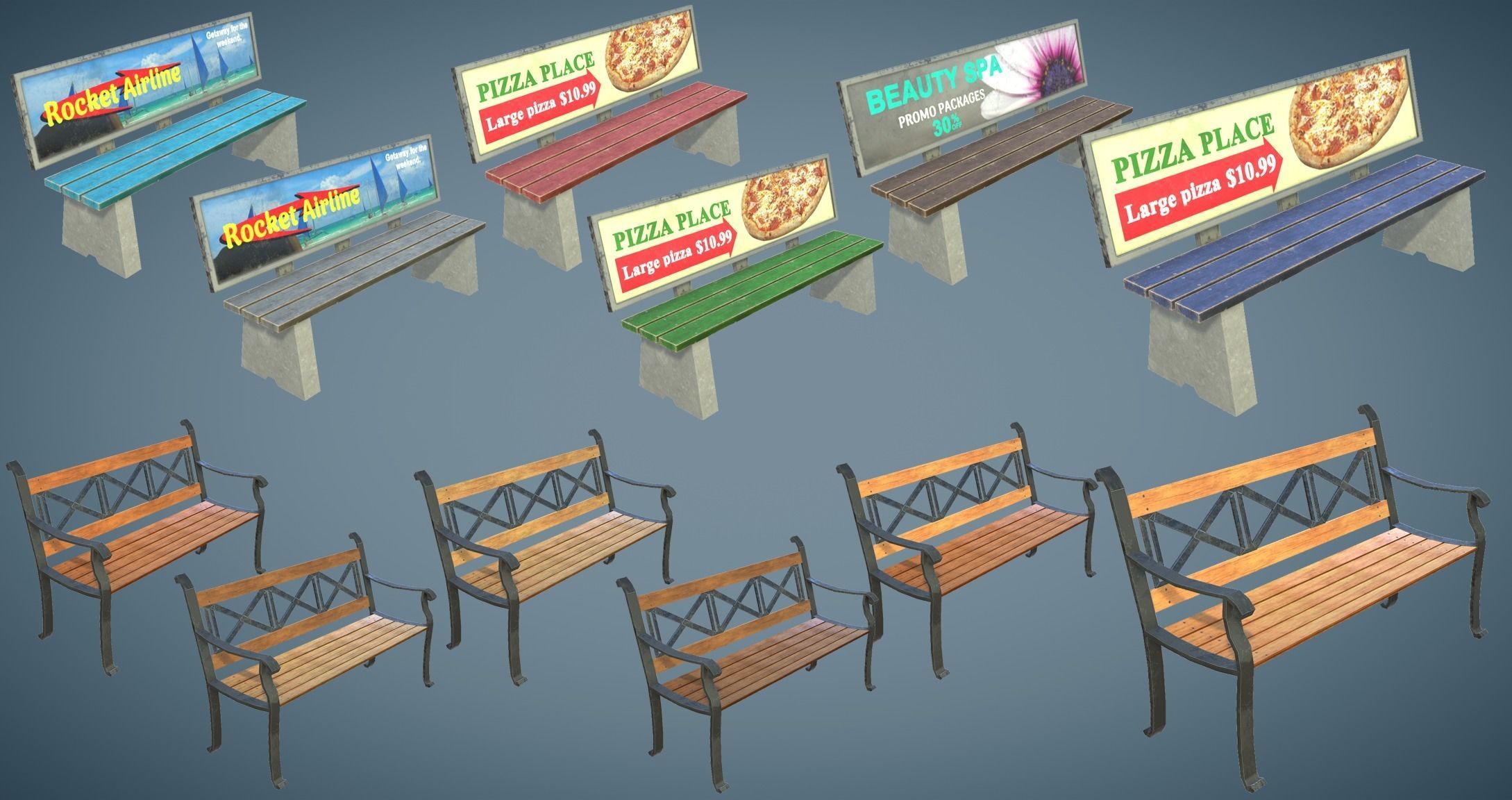 Street Props Set A Low-poly 3D model_8