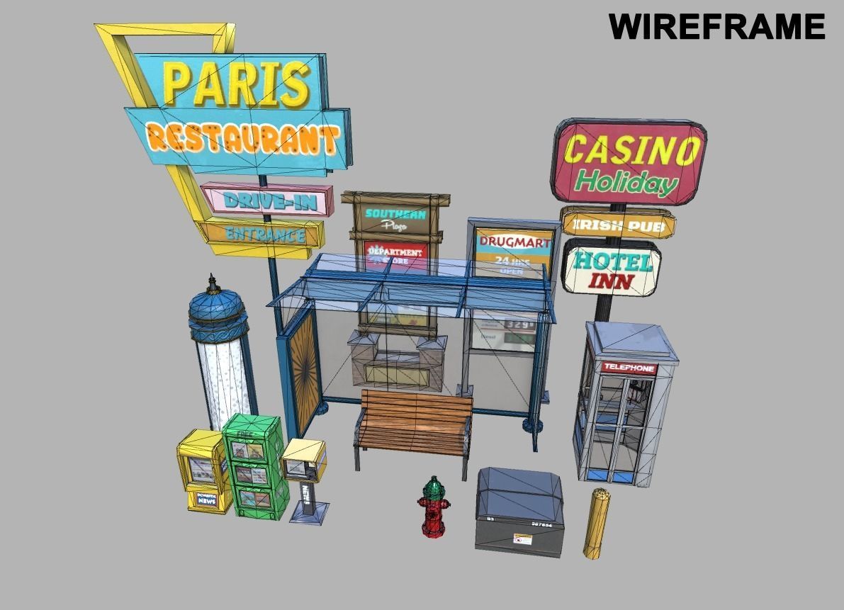 Street Props Set A Low-poly 3D model_47