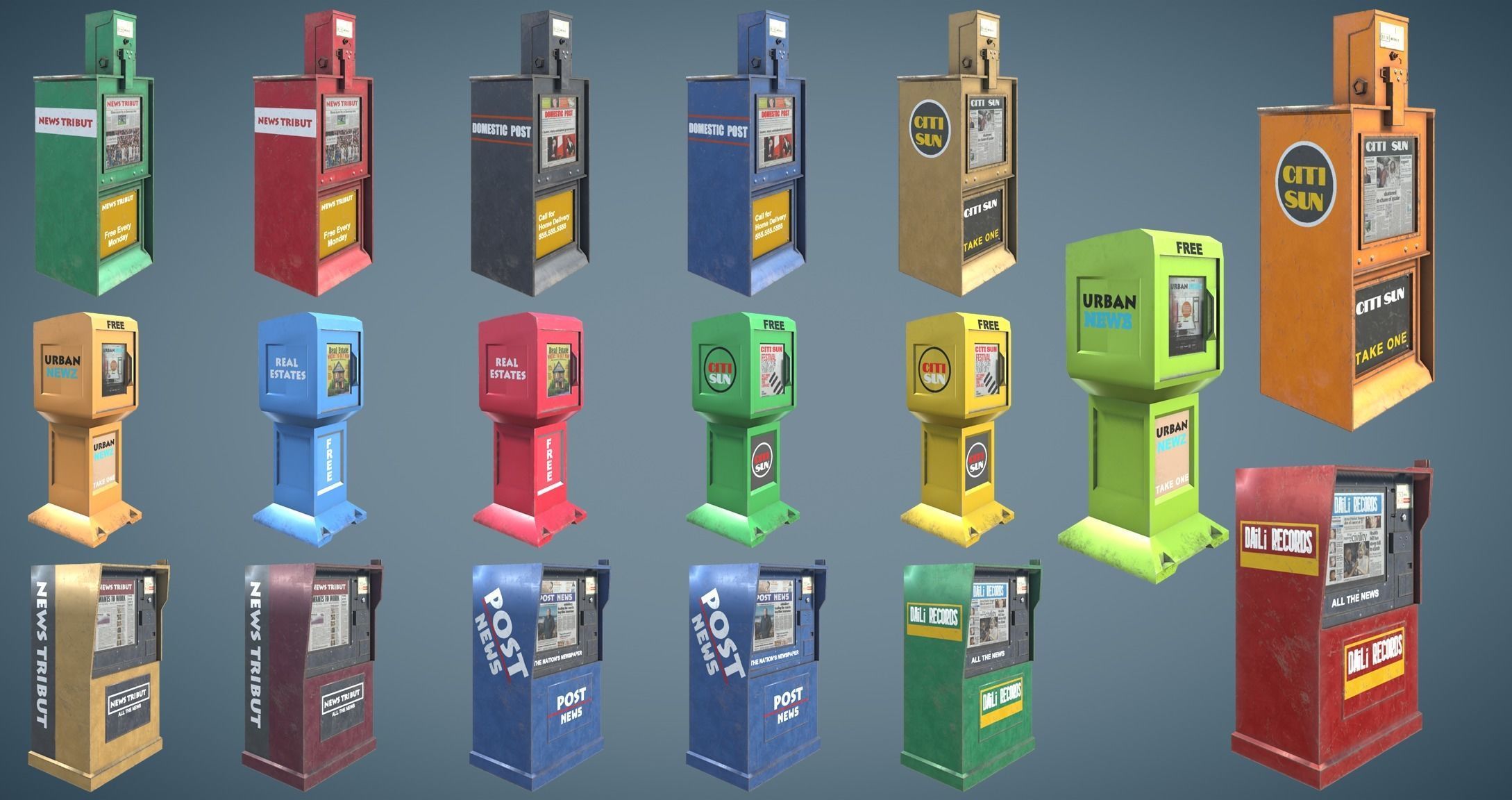 Street Props Set A Low-poly 3D model_19