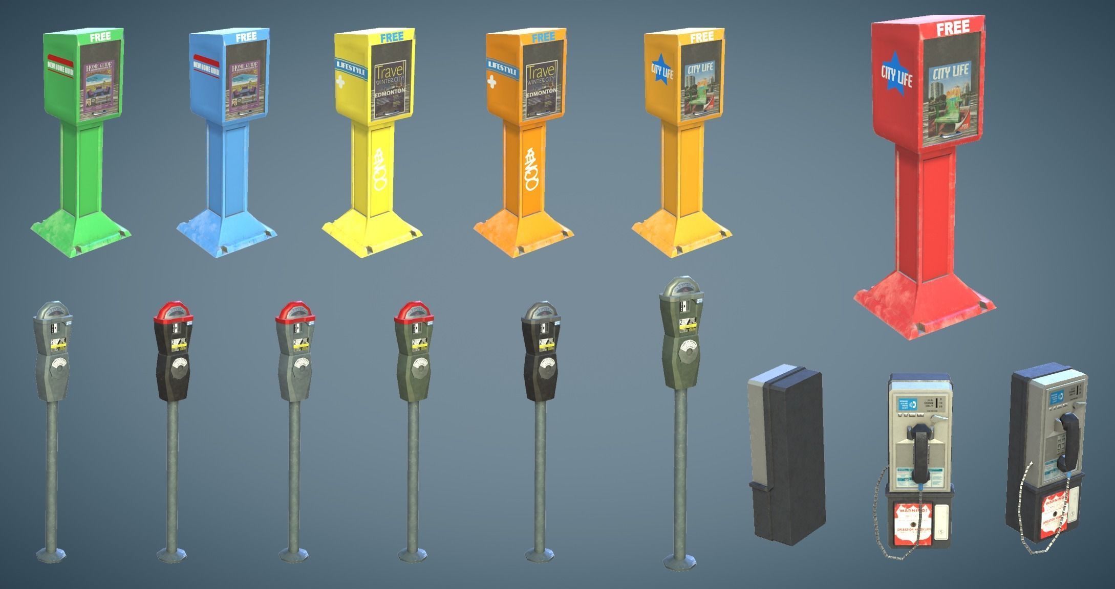 Street Props Set A Low-poly 3D model_20