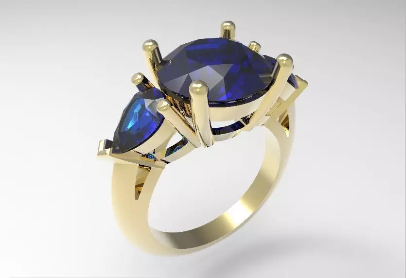 Model 128 3 Stone Ring 3D print model