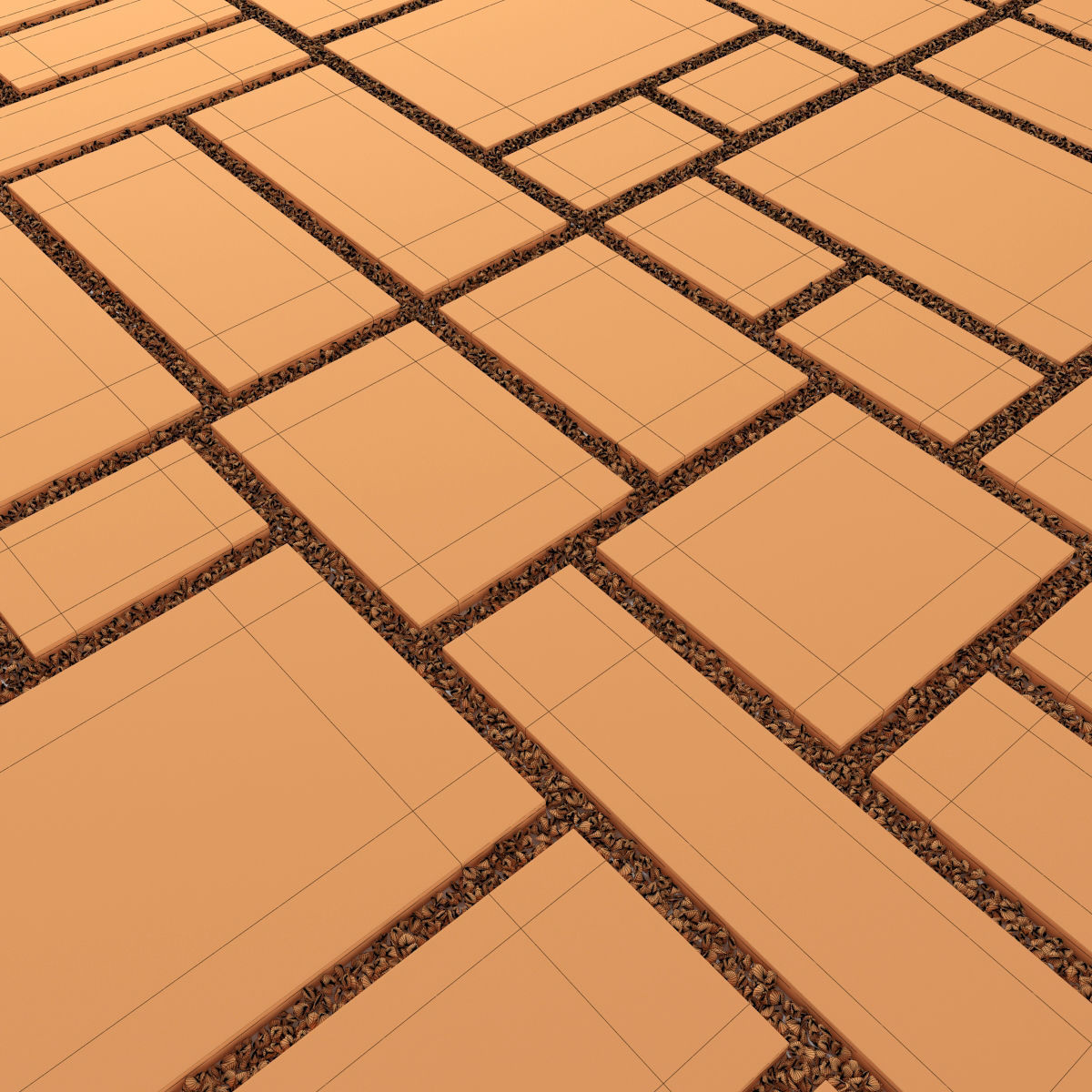 Paving title pebble 3D model_7