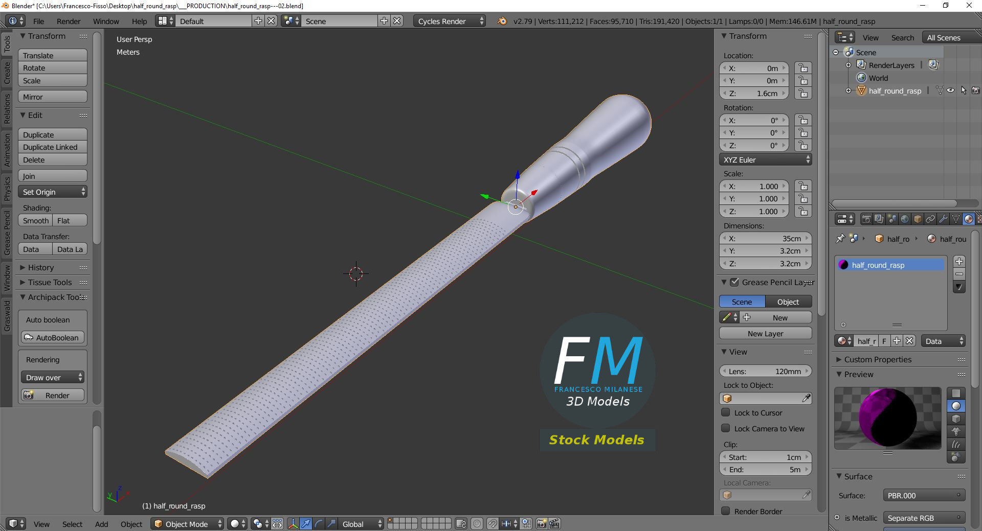 Half round rasp 3D model_9