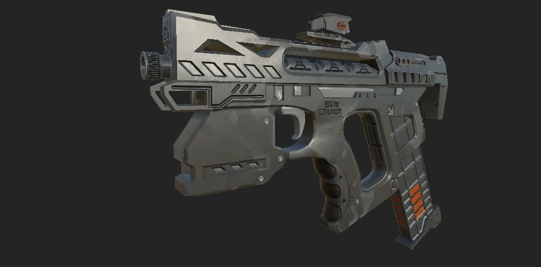 Church gun Low-poly 3D model_3