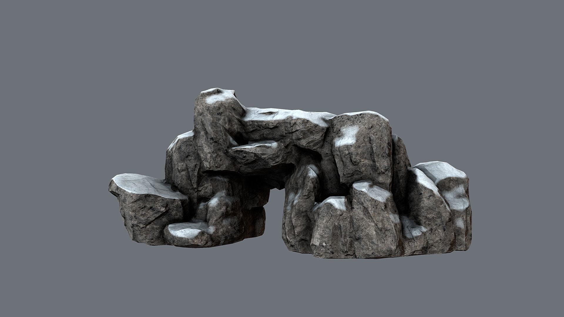 Rock Under the Snow Low-poly 3D model_2