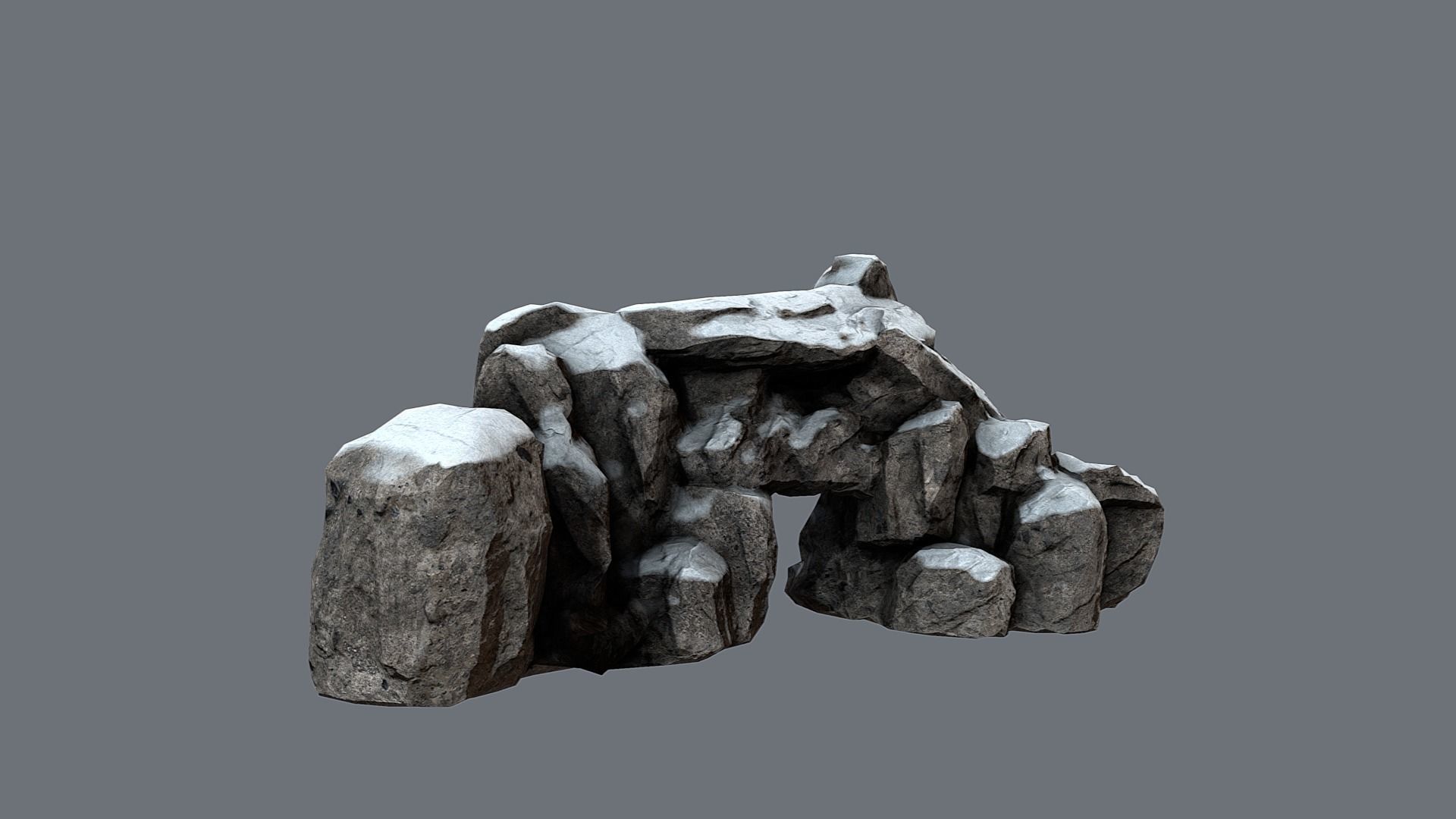 Rock Under the Snow Low-poly 3D model_1