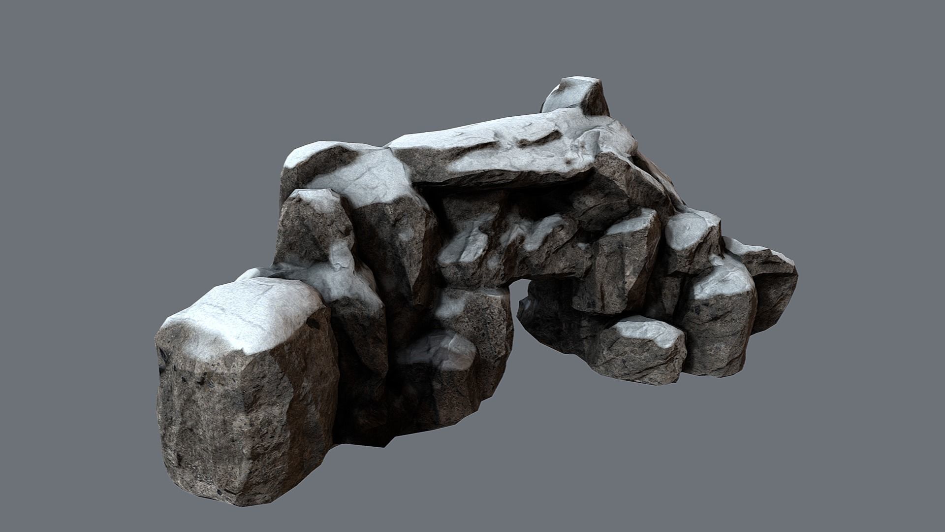 Rock Under the Snow Low-poly 3D model_7