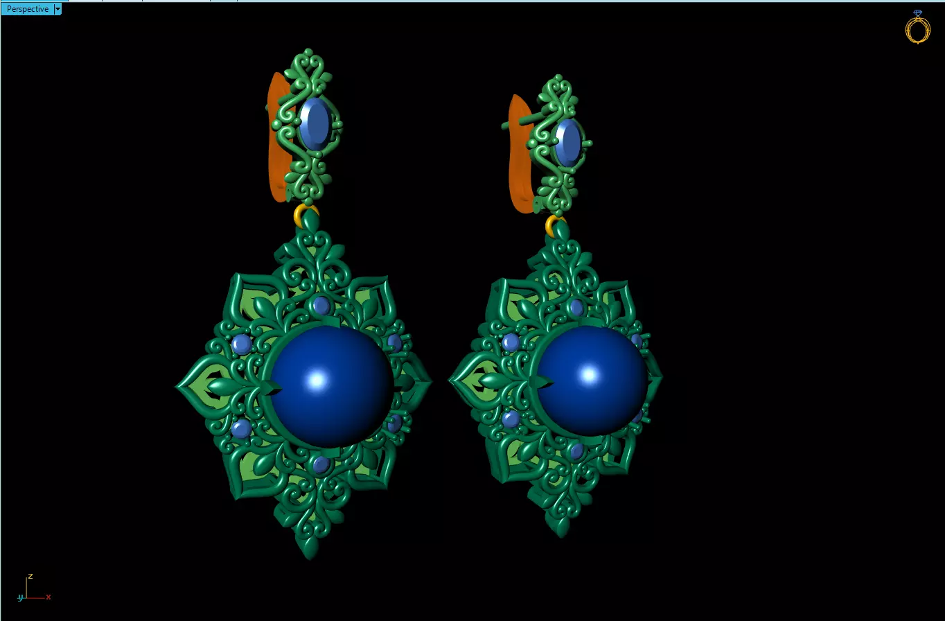 jewelry pair of earrings with stones Free 3D model