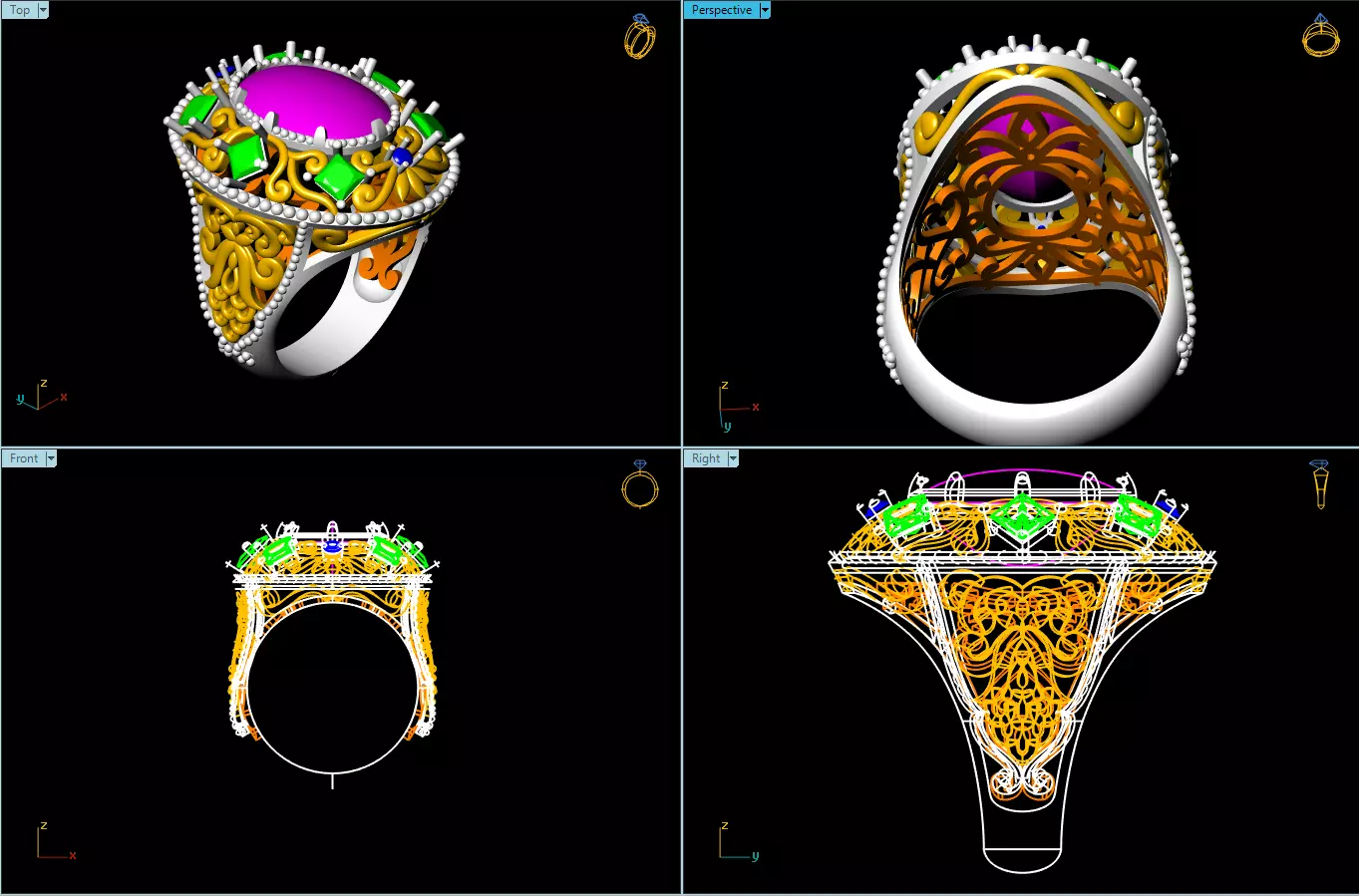 jewelry gold ring with stones Free 3D model