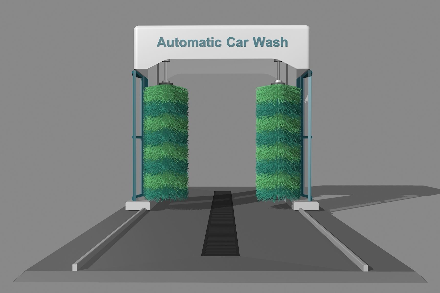 The Simple Automatic Car Wash Machine 3D model_4