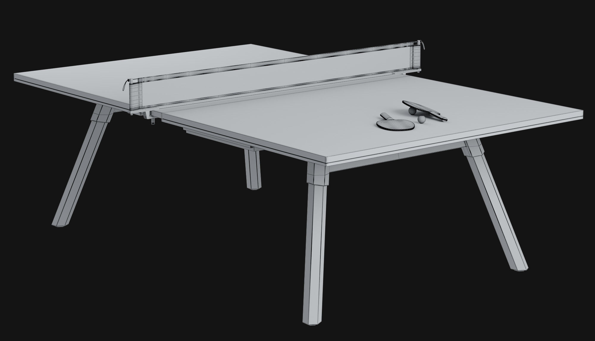 You and Me HPL Tennis Table with Accessories 3D model_4